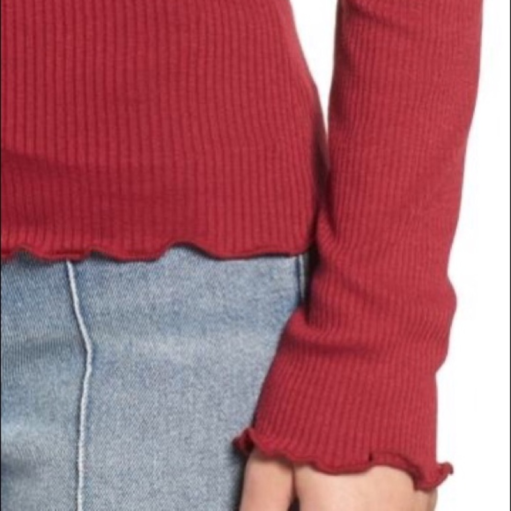 BP. Slim Rib Long Sleeve Tee Red Rumba - Picture 4 of 4